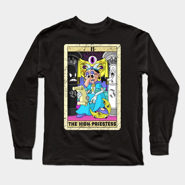 The High Priestess old timey cartoon II Tarot Card Papesse Long Sleeve T-Shirt by Juandamurai